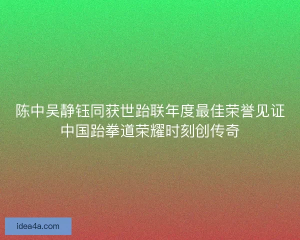 陈中吴静钰同获世跆联年度最佳荣誉见证中国跆拳道荣耀时刻创传奇