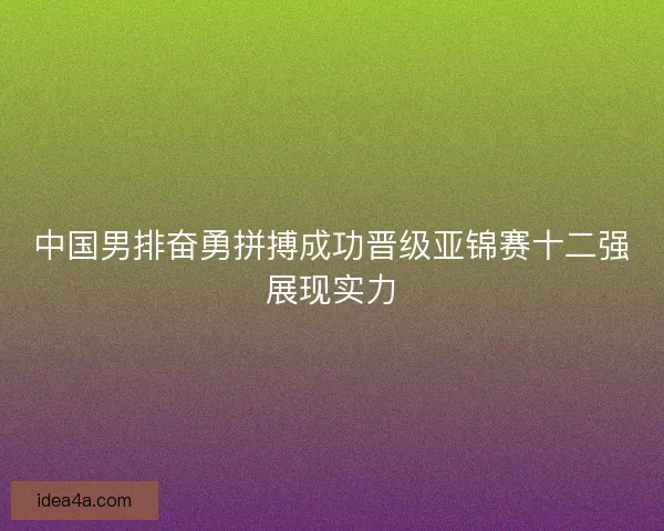 中国男排奋勇拼搏成功晋级亚锦赛十二强展现实力